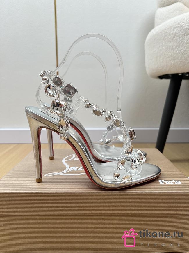 Christian Louboutin Rosalie Jewel100mm Sandals TPU And Laminated Calf Leather Crystal  - 1