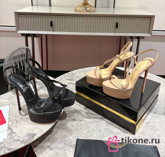 Christian Louboutin Rosalie Alta 150mm Sandals Leather Beige/Black - 1