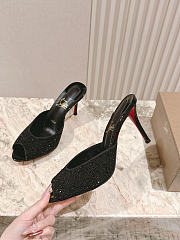 Christian Louboutin Me Dolly Strass 100mm Mules Suede and Strass Black - 3