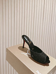 Christian Louboutin Me Dolly Strass 100mm Mules Suede and Strass Black - 4