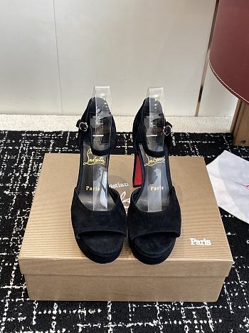 Christian Louboutin Sandaloo 130mm Strappy Sandals Velvet Black