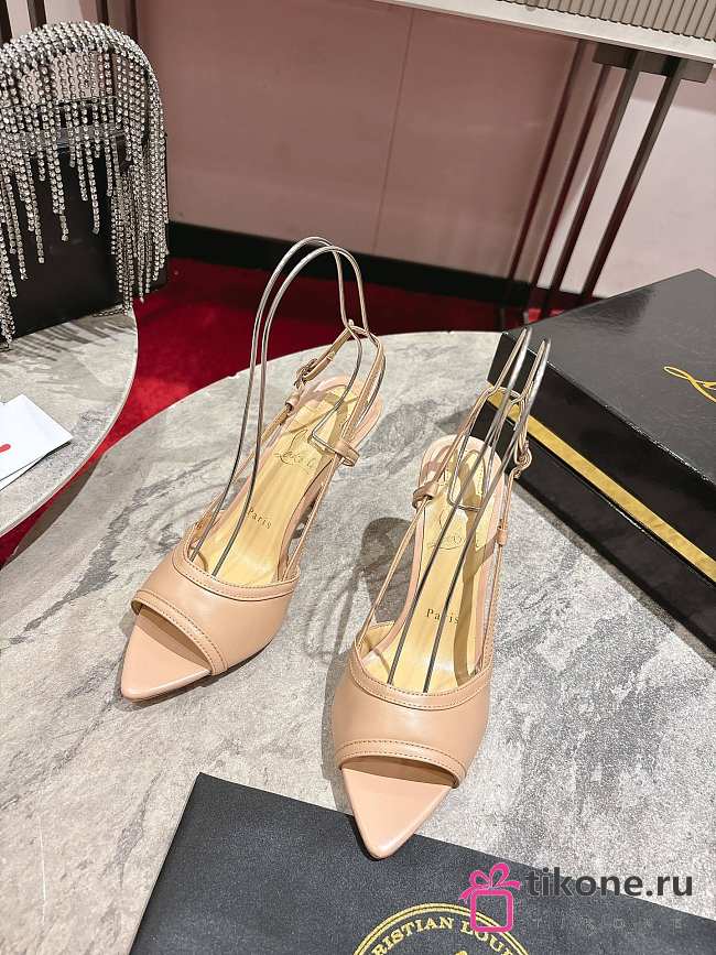 Christian Louboutin Miss Z Sandal 80mm Slingback Pumps Leather Beige - 1