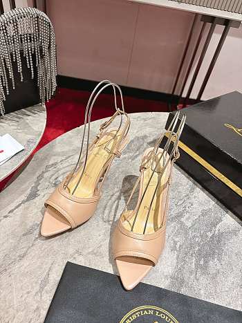 Christian Louboutin Miss Z Sandal 80mm Slingback Pumps Leather Beige