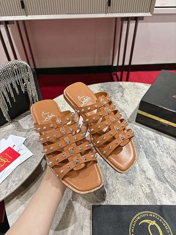 Christian Louboutin Charja Mules Waxed Calf Leather Brown