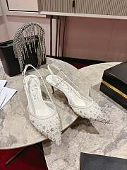 Christian Louboutin Miss Z Sling Sparkling 60mm Slingback Pumps Mesh And Strass Ivory - 1