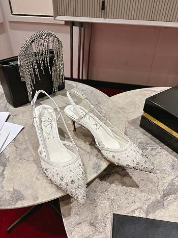 Christian Louboutin Miss Z Sling Sparkling 60mm Slingback Pumps Mesh And Strass Ivory
