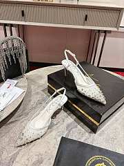 Christian Louboutin Miss Z Sling Sparkling 60mm Slingback Pumps Mesh And Strass Ivory - 6