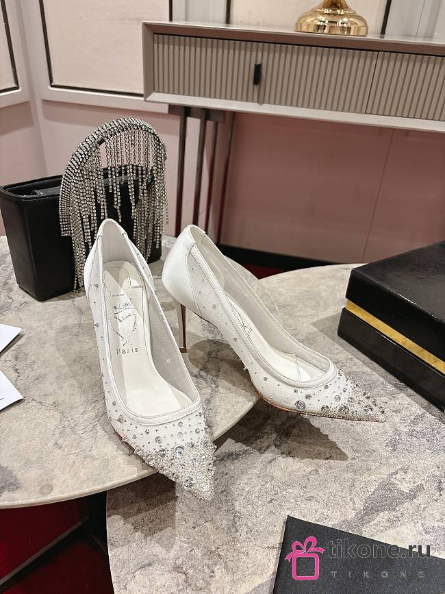 Christian Louboutin Miss Z Sparkling 80mm Pumps Mesh And Strass Ivory  - 1