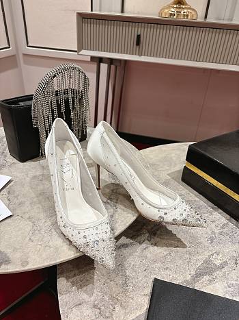 Christian Louboutin Miss Z Sparkling 80mm Pumps Mesh And Strass Ivory 