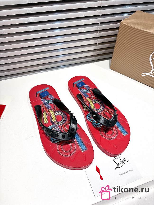 Men Christian Louboutin Flip Flops Red - 1
