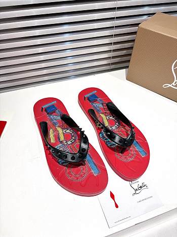 Men Christian Louboutin Flip Flops Red