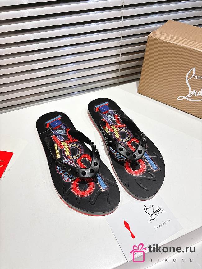 Men Christian Louboutin Flip Flops Black - 1