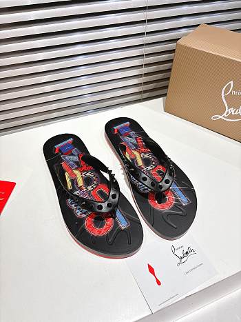 Men Christian Louboutin Flip Flops Black