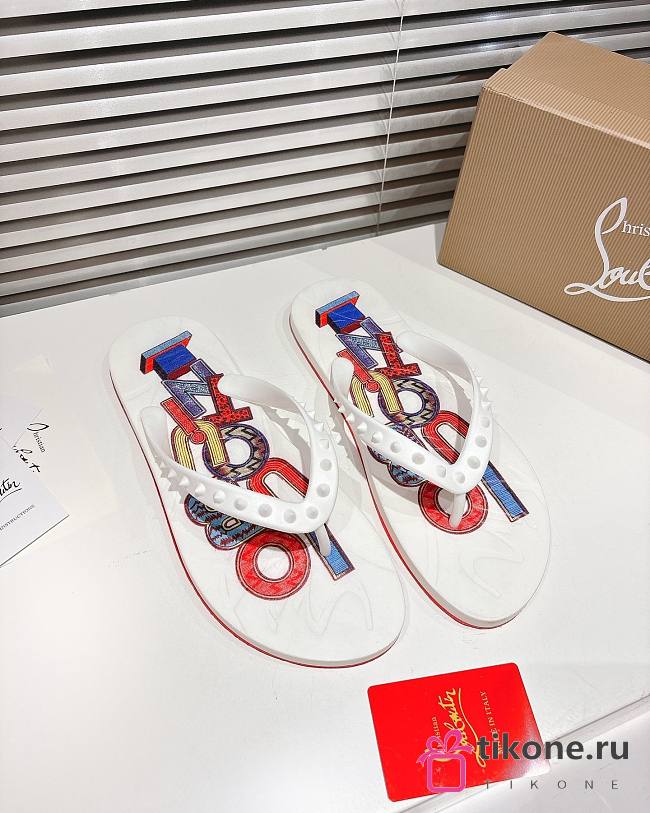 Men Christian Louboutin Flip Flops White - 1