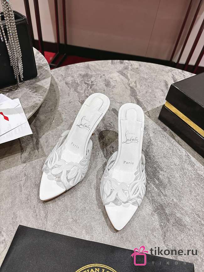 Christian Louboutin Apostropha 80mm Pvc And Leather Mules White - 1