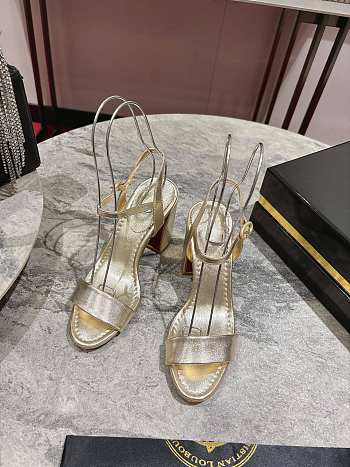 Christian Louboutin Miss Jane Sandal 85mm Sandals Laminated Calf Leather Gold