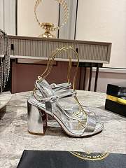 Christian Louboutin Miss Jane Sandal 85mm Sandals Laminated Calf Leather Silver - 6