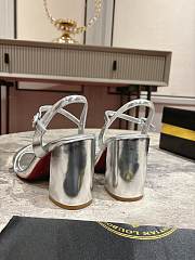 Christian Louboutin Miss Jane Sandal 85mm Sandals Laminated Calf Leather Silver - 5