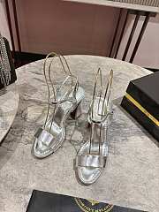 Christian Louboutin Miss Jane Sandal 85mm Sandals Laminated Calf Leather Silver - 4