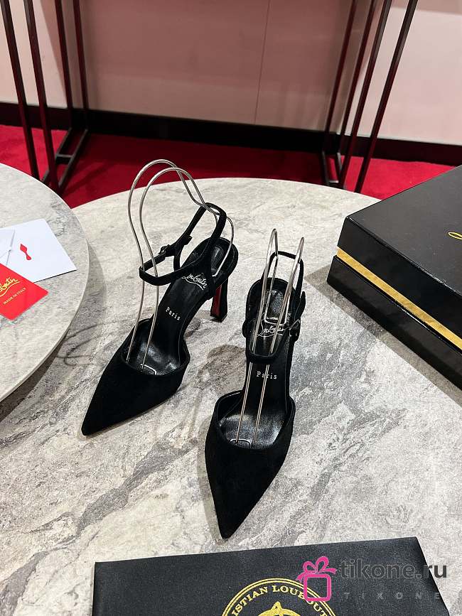 Christian Louboutine Condora Riviera 100mm Slingback Pumps Velvet Black - 1