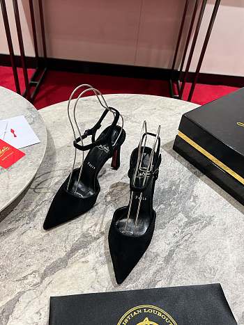 Christian Louboutine Condora Riviera 100mm Slingback Pumps Velvet Black