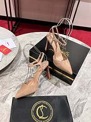 Christian Louboutine Condora Riviera 100mm Slingback Pumps Velvet Beige - 4