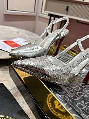 Christian Louboutine Condora Riviera 100mm Slingback Pumps Metallic Leather Silver - 6