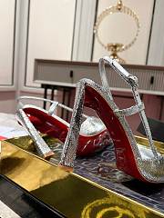 Christian Louboutine Condora Riviera 100mm Slingback Pumps Metallic Leather Silver - 5