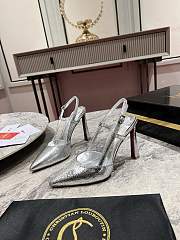 Christian Louboutine Condora Riviera 100mm Slingback Pumps Metallic Leather Silver - 4