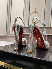 Christian Louboutine Condora Riviera 100mm Slingback Pumps Metallic Leather Silver - 2