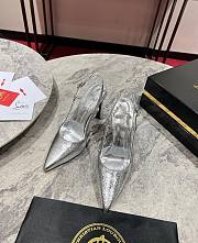 Christian Louboutine Condora Riviera 100mm Slingback Pumps Metallic Leather Silver - 1