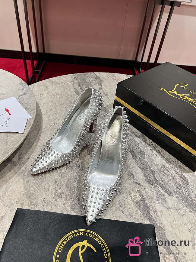 Christian Louboutin Condora Spikes 100mm Studded Pumps Silver - 1