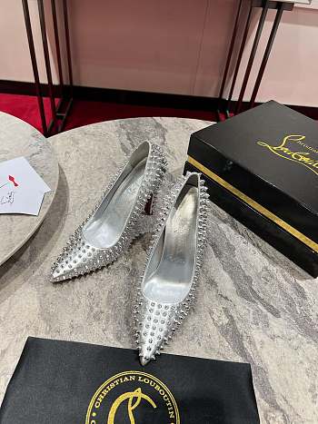 Christian Louboutin Condora Spikes 100mm Studded Pumps Silver
