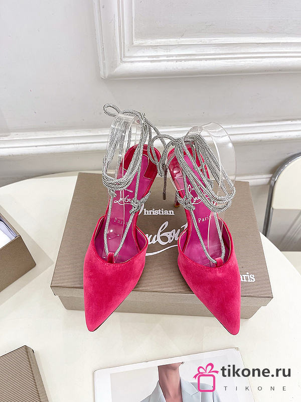 Christian Louboutin Astrid 85mm Strass Lace-up Pumps Velvet Pink - 1