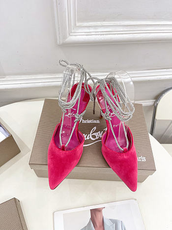 Christian Louboutin Astrid 85mm Strass Lace-up Pumps Velvet Pink