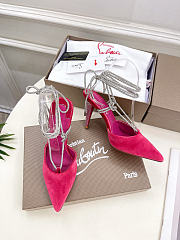 Christian Louboutin Astrid 85mm Strass Lace-up Pumps Velvet Pink - 4