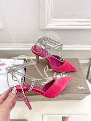 Christian Louboutin Astrid 85mm Strass Lace-up Pumps Velvet Pink - 5