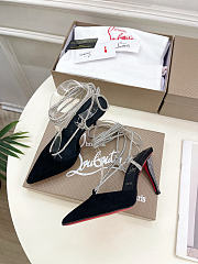 Christian Louboutin Astrid 85mm Strass Lace-up Pumps Velvet Black - 5