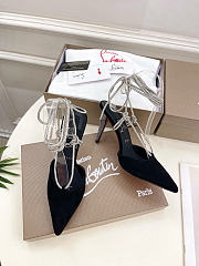 Christian Louboutin Astrid 85mm Strass Lace-up Pumps Velvet Black - 2
