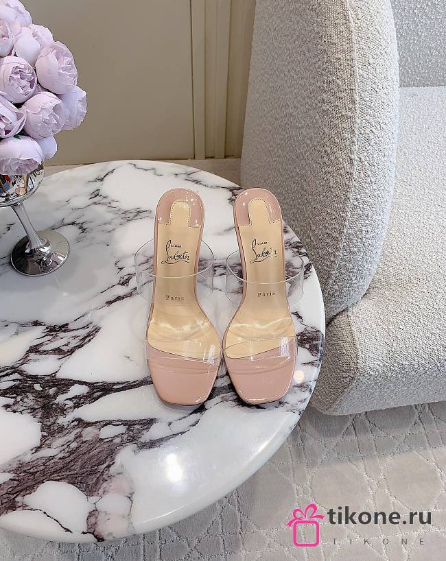 Christian Louboutin Just Nothing 85mm Mules Patent Leather And TPU Blush - 1