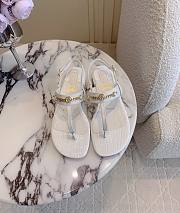 Christian Louboutin MJ Thong Croc-Effect Leather Sandals White - 1