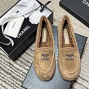 Chanel Moccasins Suede Silver Tone Metal Beige - 4