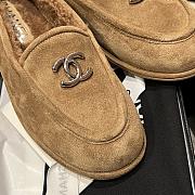Chanel Moccasins Suede Silver Tone Metal Beige - 5