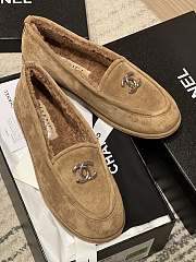 Chanel Moccasins Suede Silver Tone Metal Beige - 6