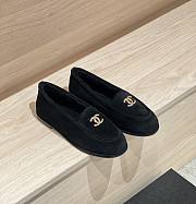 Chanel Moccasins Suede Gold Tone Metal Black - 1