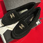 Chanel Moccasins Suede Gold Tone Metal Black - 6