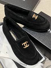 Chanel Moccasins Suede Gold Tone Metal Black - 3