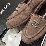 Chanel Moccasins Suede Silver Tone Metal Brown - 5