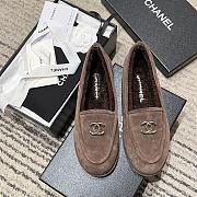 Chanel Moccasins Suede Silver Tone Metal Brown - 4