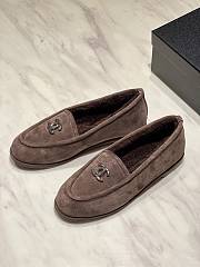 Chanel Moccasins Suede Silver Tone Metal Brown - 3